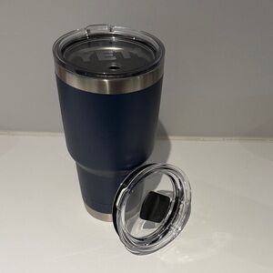 Yeti Blue Tumbler with Clear Lid + Slide Lid